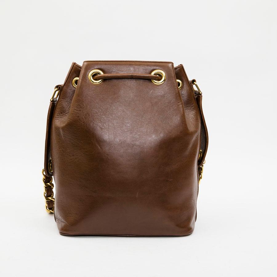 CHANEL Vintage Bucket Bag aus braunem Leder Tasche Damen