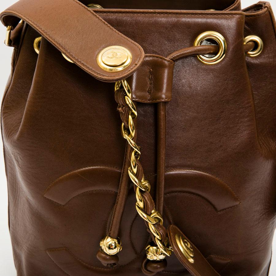 CHANEL Vintage Bucket Bag aus braunem Leder Tasche 5