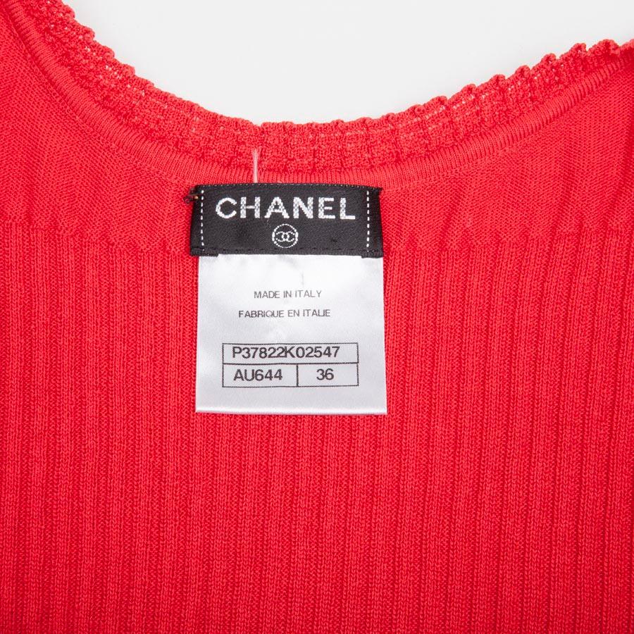 Women's CHANEL Tank Top in Red Stretch Cotton Size 36FR 