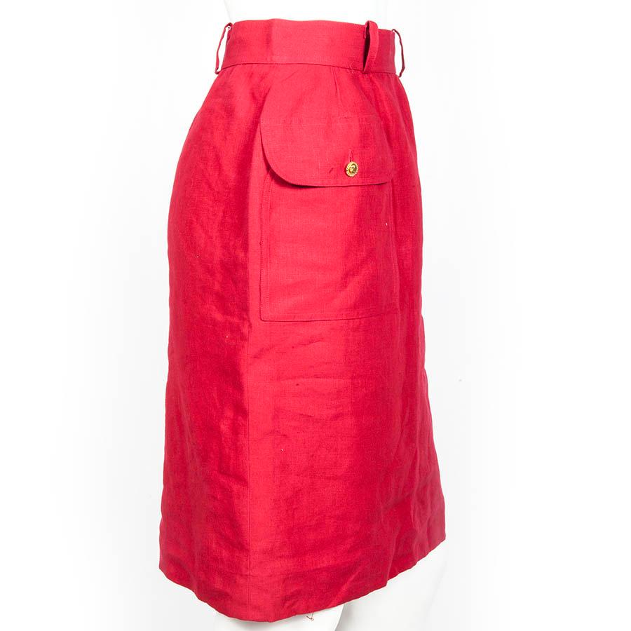 chanel dark red skirt set