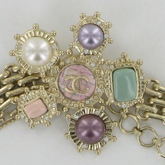 CHANEL Jewel Belt in Pale Gold Metal with colored Cabochons