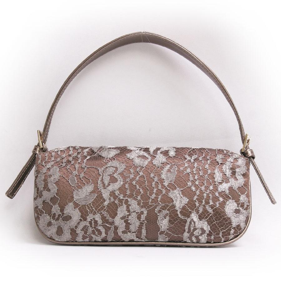 Gray VALENTINO Mini Evening Bag in Bronze Satin and Lace