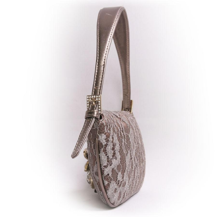Women's VALENTINO Mini Evening Bag in Bronze Satin and Lace