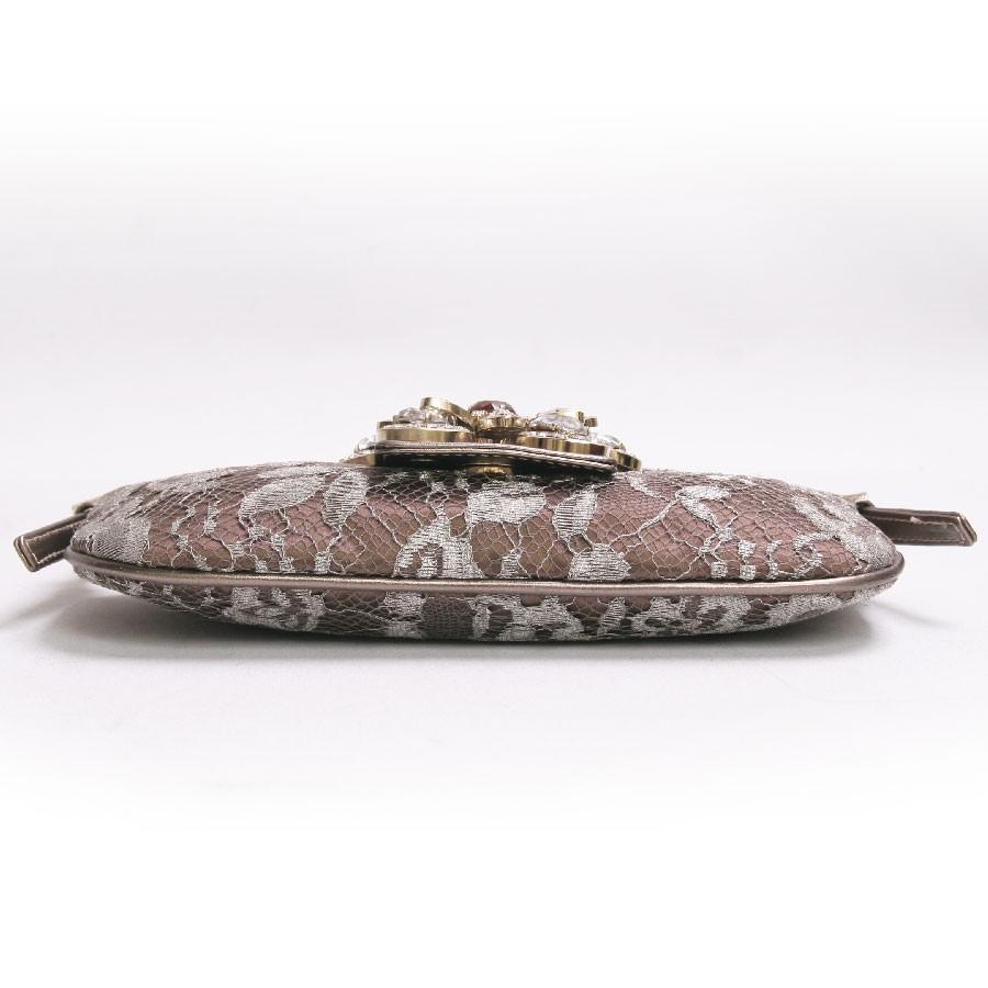 VALENTINO Mini Evening Bag in Bronze Satin and Lace 1