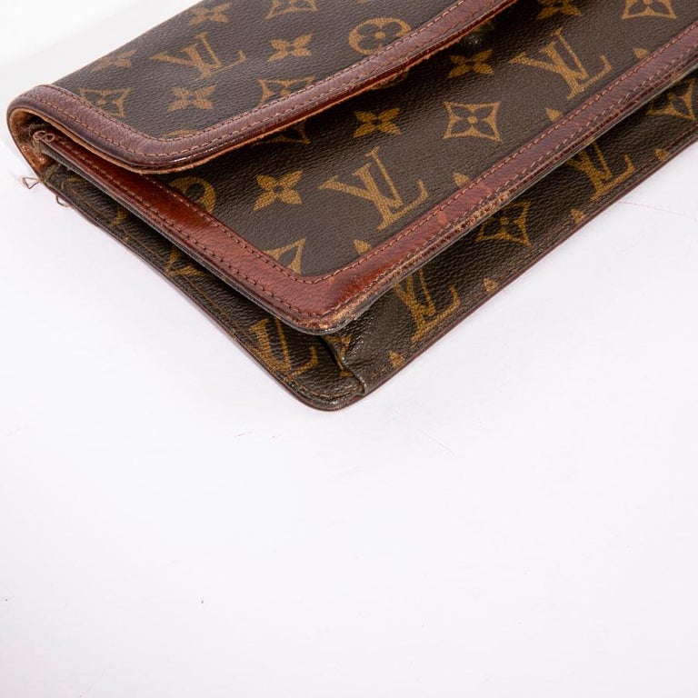 Louis Vuitton Brown Monogram Canvas and Dark Brown Leather Clutch For ...