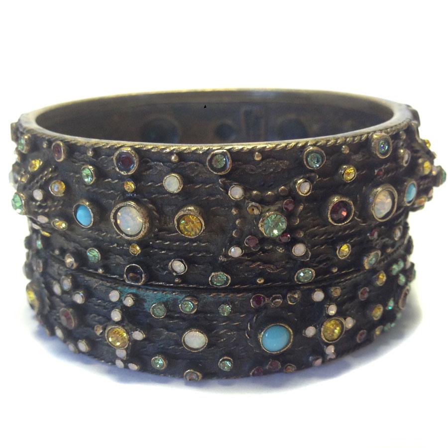 JEAN-PAUL GAULTIER Bracelets in Copper Colored Metal and Rhinestones In Good Condition In Paris, FR