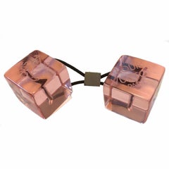 LOUIS VUITTON 'Pony Tail' Hair Elastic with 2 Pink Cubes