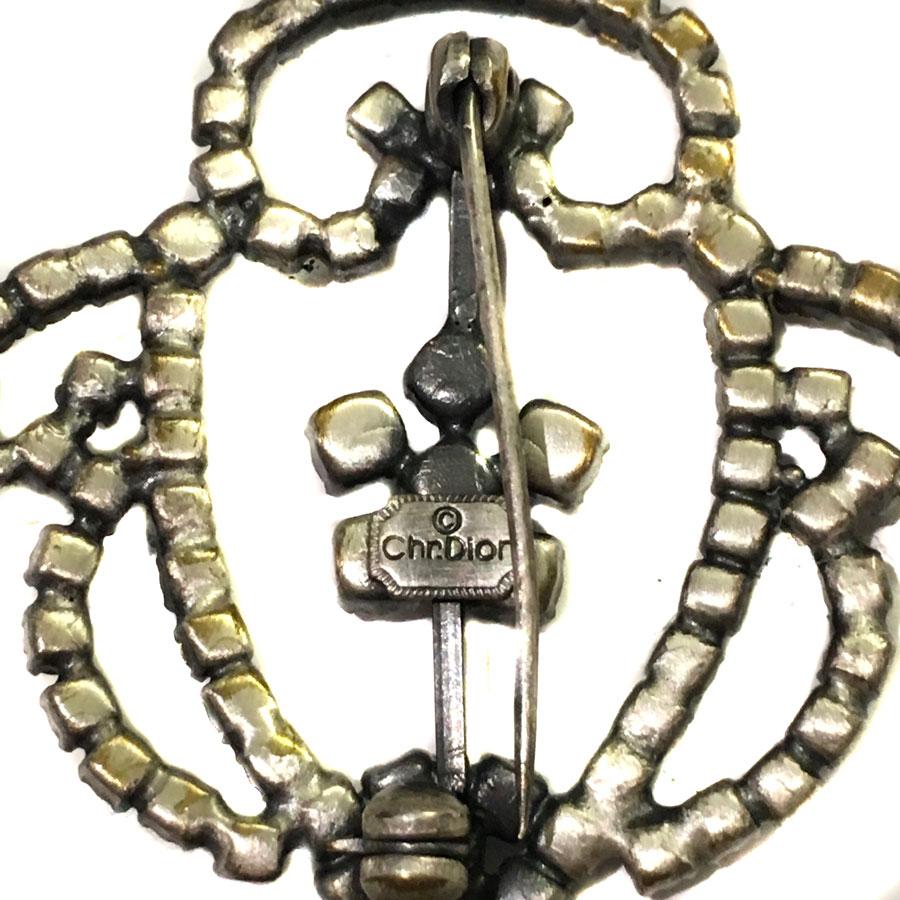 Women's CHRISTIAN DIOR Brooch in Ruthenium Metal and Rhinestones