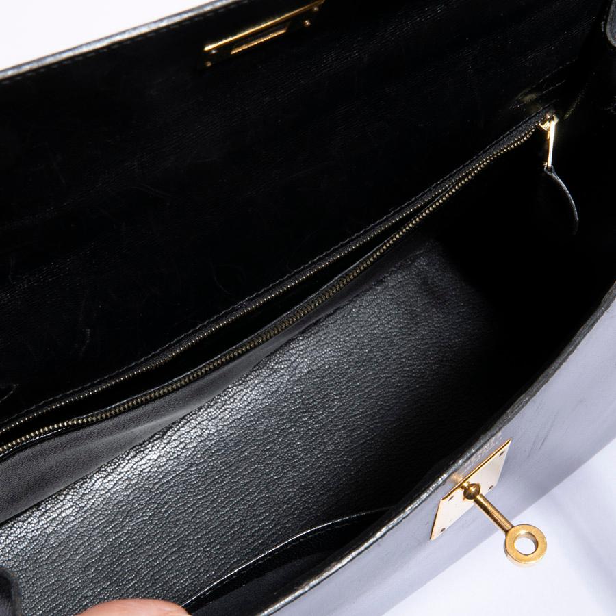 Hermes Vintage Black Box Leather Kelly 32 Bag  6