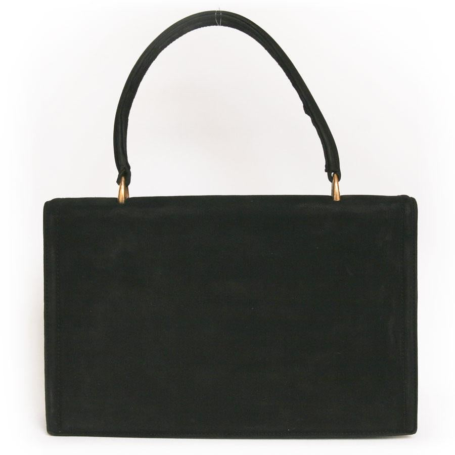 HERMES Vintage Etrier 24 Faubourg Saint Honor Bag in Black Suede