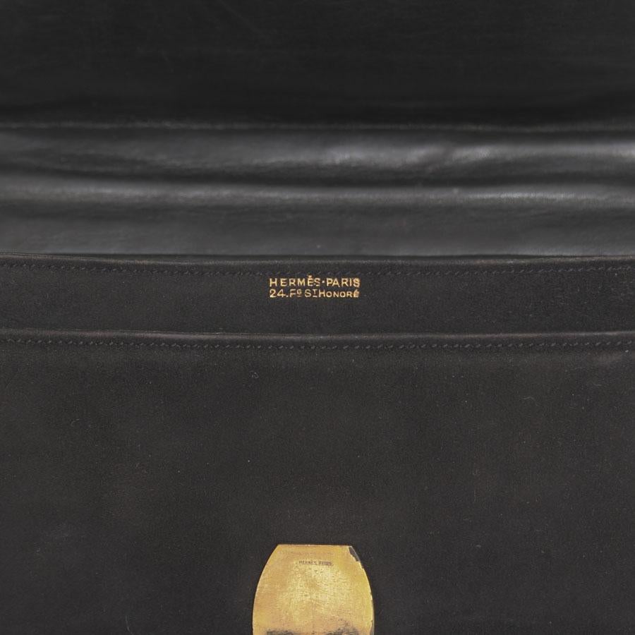 HERMES Vintage Etrier 24 Faubourg Saint-Honoré Bag in Black Suede Leather 1