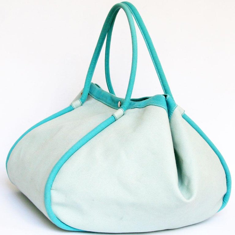 HERMES Beach Bag in Azure and Blue Sky Colors Canvas at 1stDibs ...