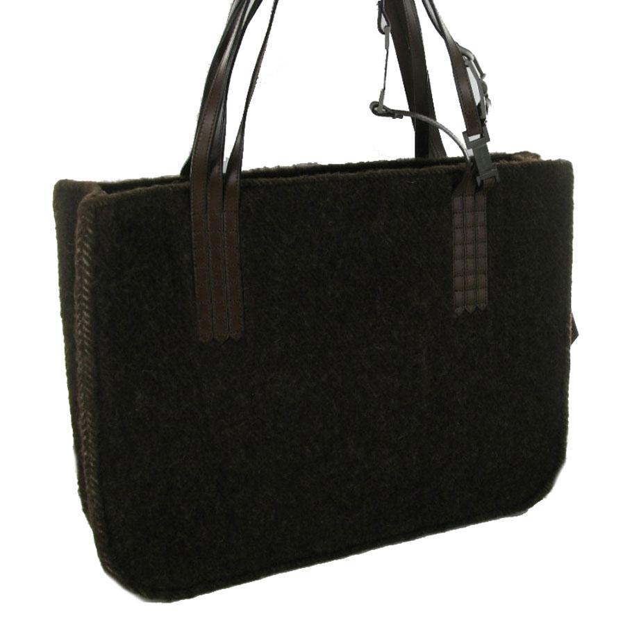 da uomo o donna Borsa da computer CHANEL Collector in lana e pelle marrone in vendita