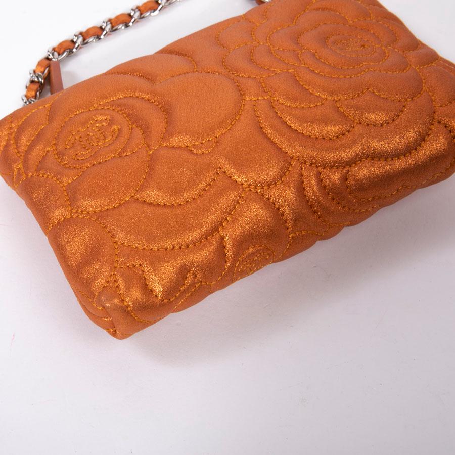 Chanel Orange Velvet Iridescent Leather Clutch  3