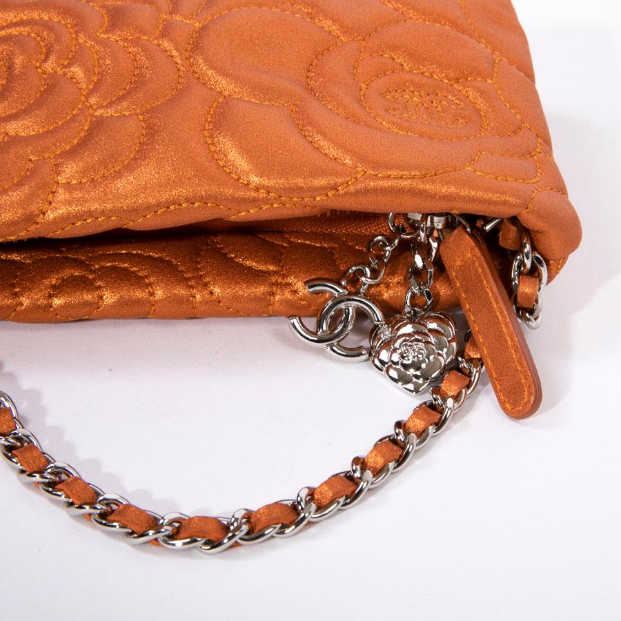 Chanel Orange Velvet Iridescent Leather Clutch  5