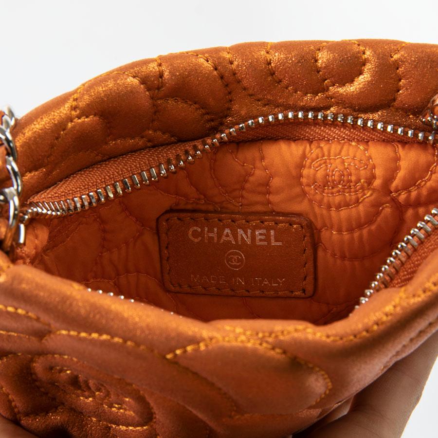 Chanel Orange Velvet Iridescent Leather Clutch  6
