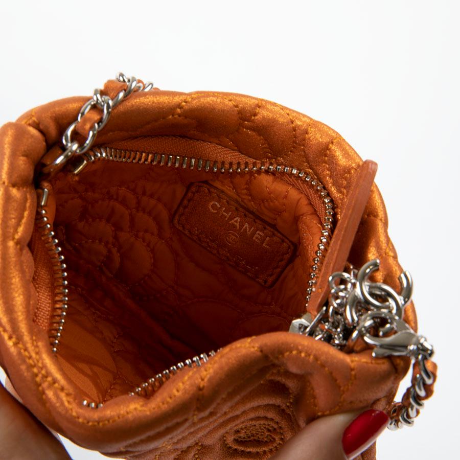 Chanel Orange Velvet Iridescent Leather Clutch  7