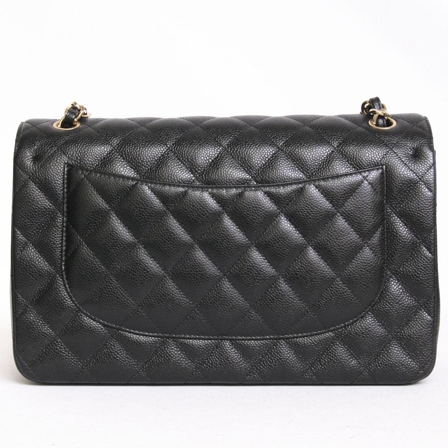 Chanel Black Caviar Leather Jumbo Double Flap Bag  In Excellent Condition In Paris, FR