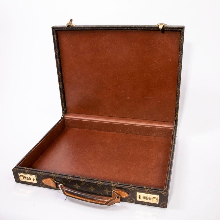 LOUIS VUITTON Vintage Attaché Case in Brown Monogram Canvas And Natural Leather For Sale at