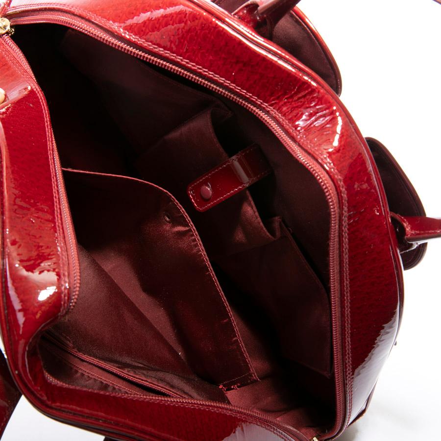 CHRISTIAN DIOR Saddle Bag in Red Patent Monogram Leather 6