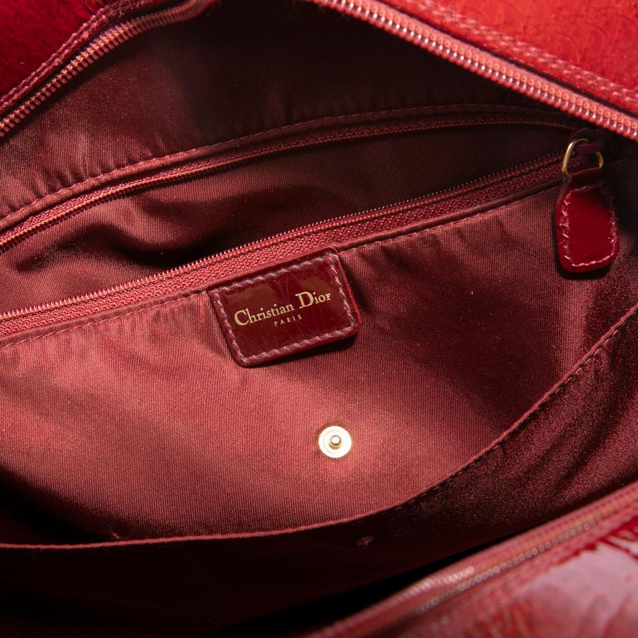 CHRISTIAN DIOR Saddle Bag in Red Patent Monogram Leather 7