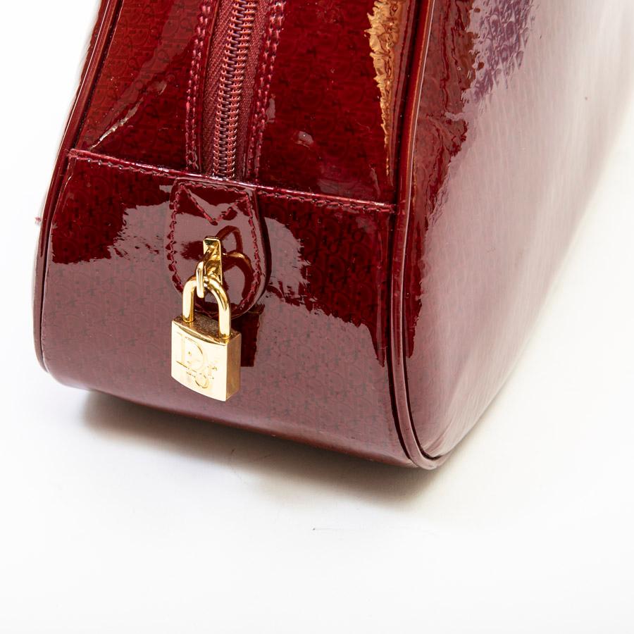 CHRISTIAN DIOR Saddle Bag in Red Patent Monogram Leather 2