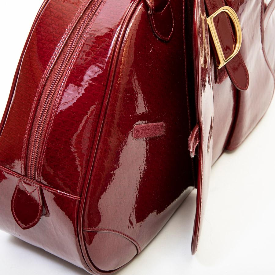 CHRISTIAN DIOR Saddle Bag in Red Patent Monogram Leather 3