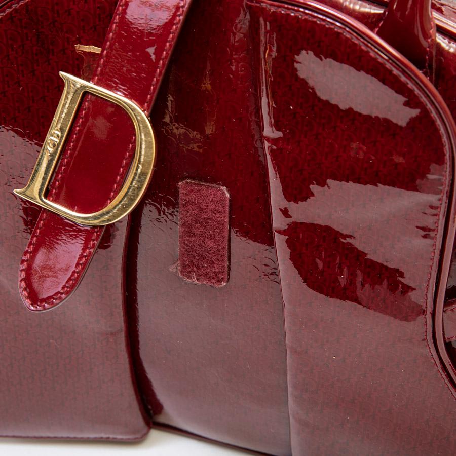 CHRISTIAN DIOR Saddle Bag in Red Patent Monogram Leather 4