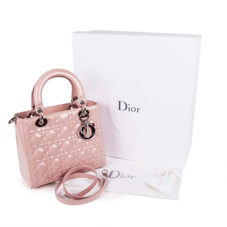DIOR Lady Dior Bag in Pink Varnished Quilted Leather 6