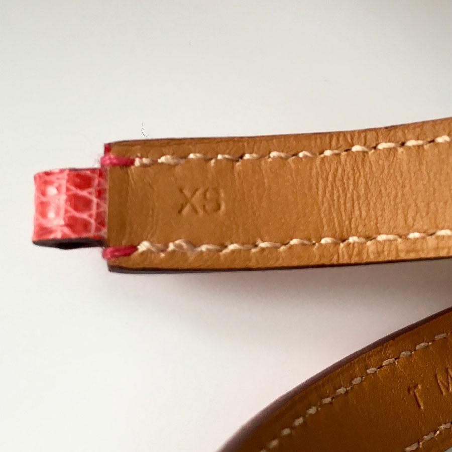 HERMES Rivale Double Tour Bracelet in Bougainvillier Color Lizard Leather 3