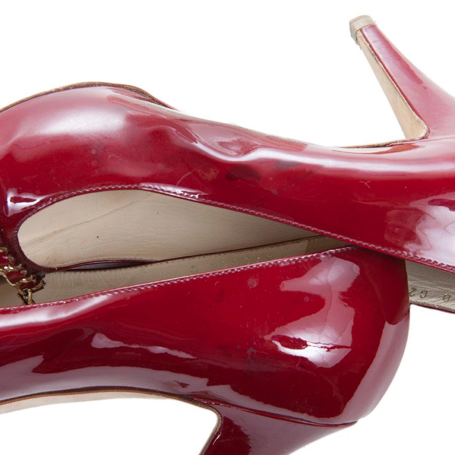 CHANEL High Heels in Burgundy Varnished Patent Leather Size 39.5C In Good Condition In Paris, FR