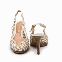 SERGIO ROSSI High heels in White Patent Leather Braided in Beige Size 38