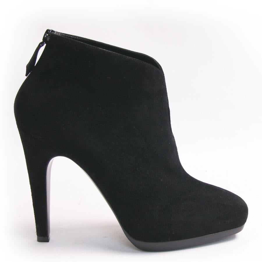 HERMES Boots in Black Suede Leather Size 38.5FR 1