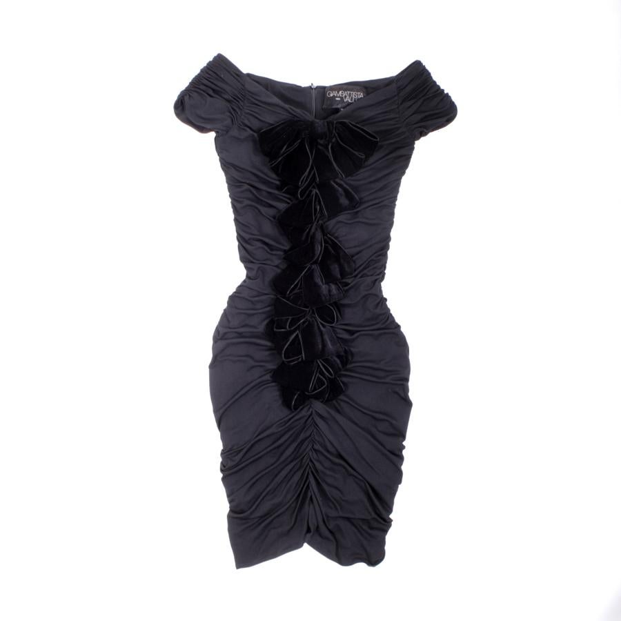 GIAMBATTISTA VALLI Black Stretch Silk Evening Gown Size 42 IT