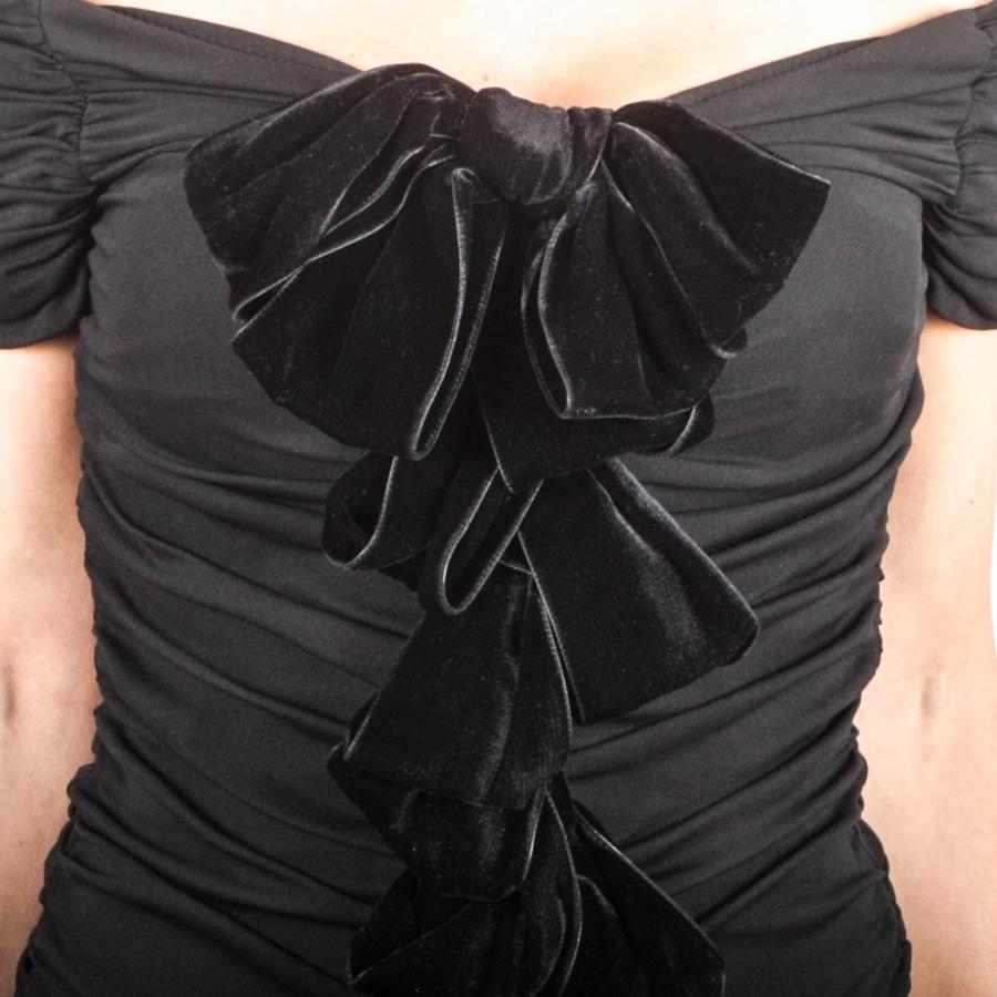 GIAMBATTISTA VALLI Black Stretch Silk Evening Gown Size 42 IT 2