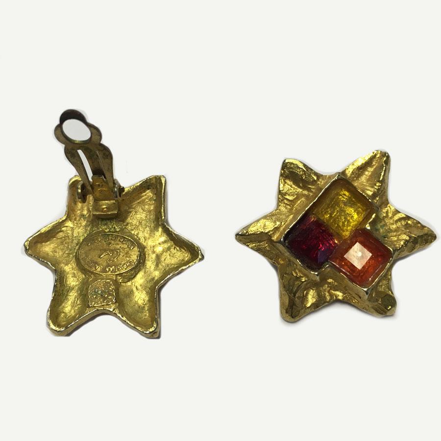 CHRISTIAN LACROIX Stars Clip-on Earrings in Gilt Matte Metal In Good Condition In Paris, FR