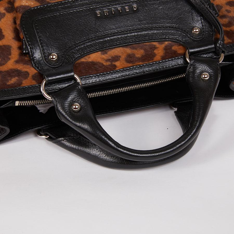 CELINE Boogie Model Bag in Leopard Printed Foal and Black Leather  1