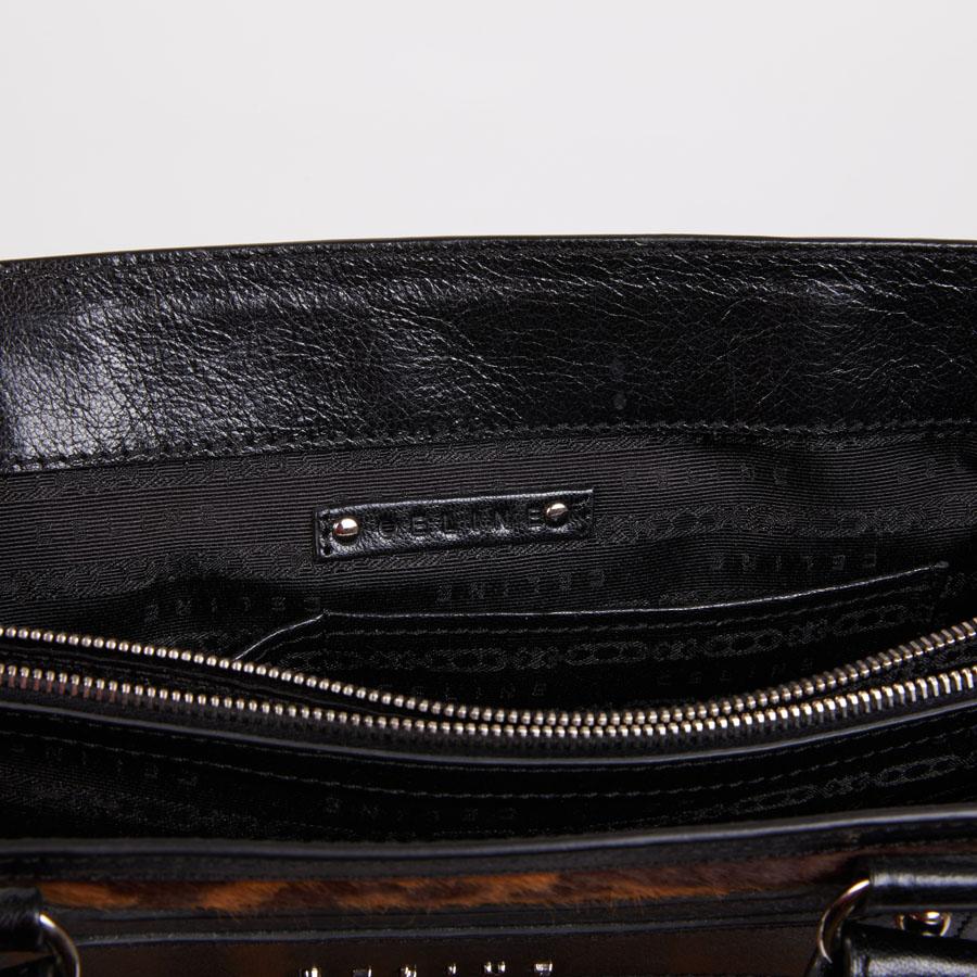 CELINE - Sac modèle Boogie en cuir imprimé léopard et sarcelle noire 4
