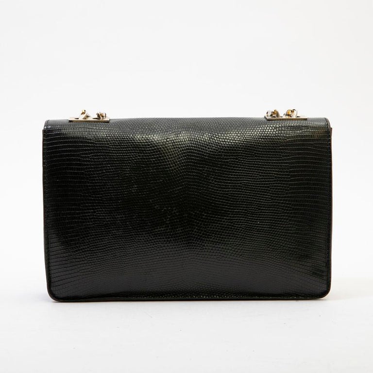 CELINE Vintage Bag in Black Lizard For Sale at 1stDibs