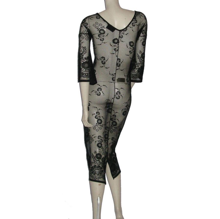 DOLCE & GABBANA Under Dress in Transparent Black Lace effect Size 38 In Excellent Condition In Paris, FR
