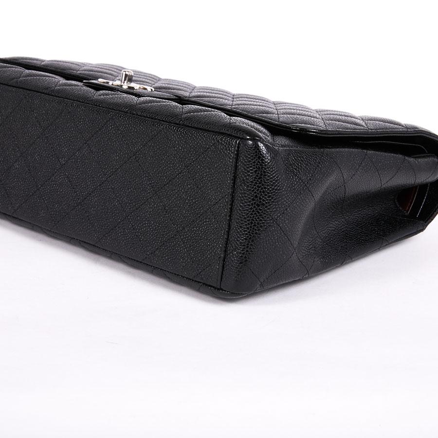 CHANEL Maxi Jumbo Double Flap Bag in Black Caviar Leather 1