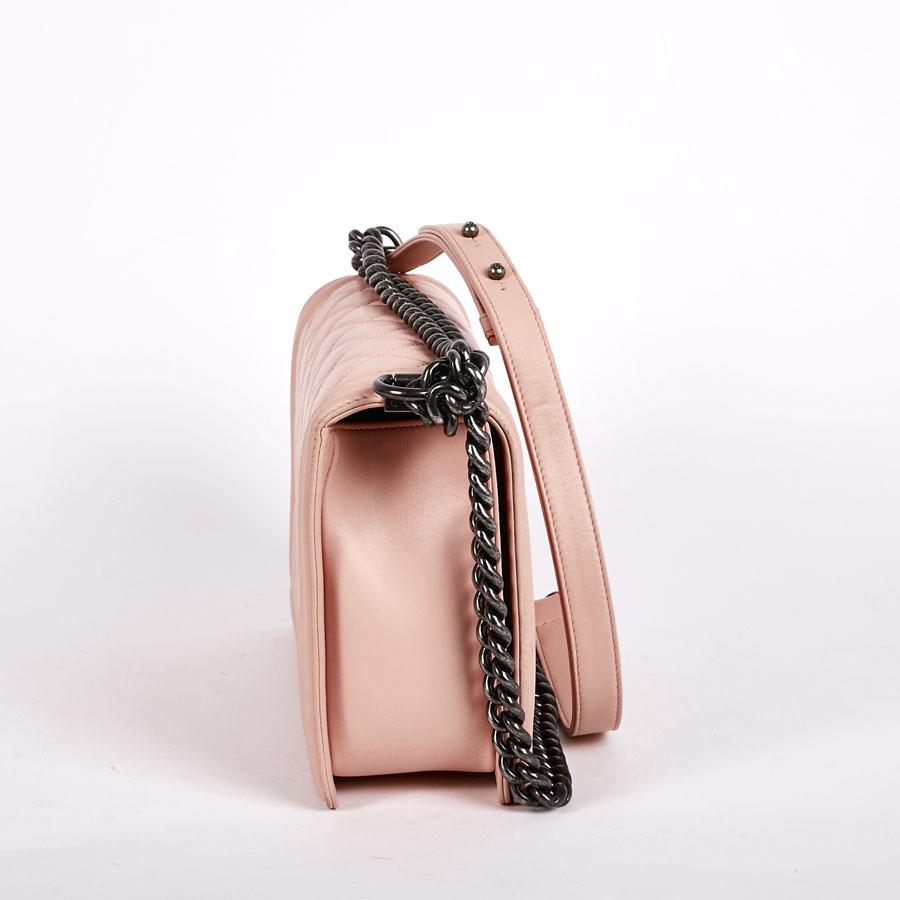 Beige CHANEL Boy Bag in Pink Quilted Calf Leather