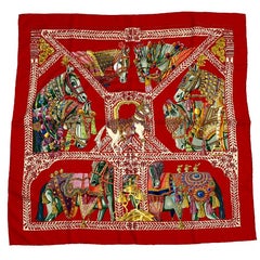 HERMES Scarf 'La danse du cheval Marwari' in Multicolored Silk