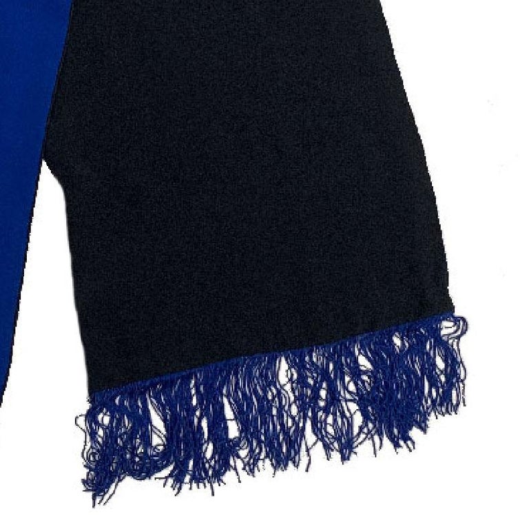 YVES SAINT LAURENT Vintage Scarf in Black and Electric Blue Silk at ...