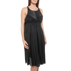 BOTTEGA VENETA Cocktail Dress in Black Silk and Leather Size 42IT