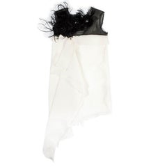 Robe de cocktail ROKSANDA en soie blanche et plumes noires Taille 10UK