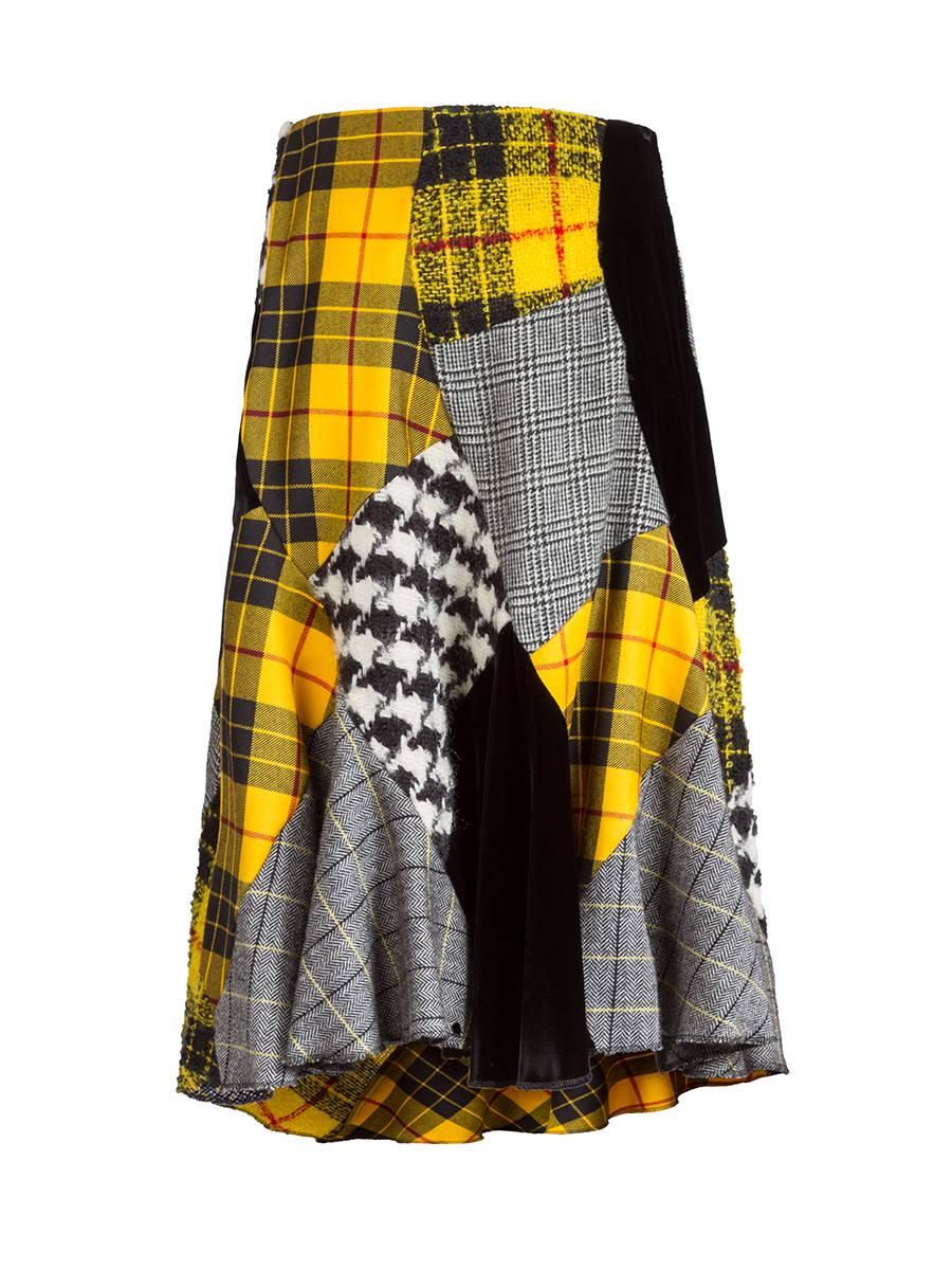 patchwork plaid skirt