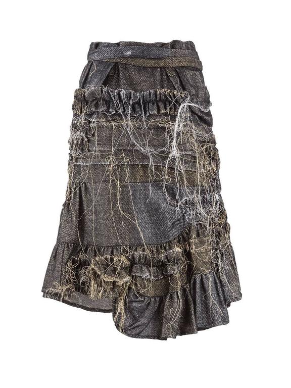 Black Tao Comme des Garçons Metallic Asymmetric Wrap Skirt For Sale