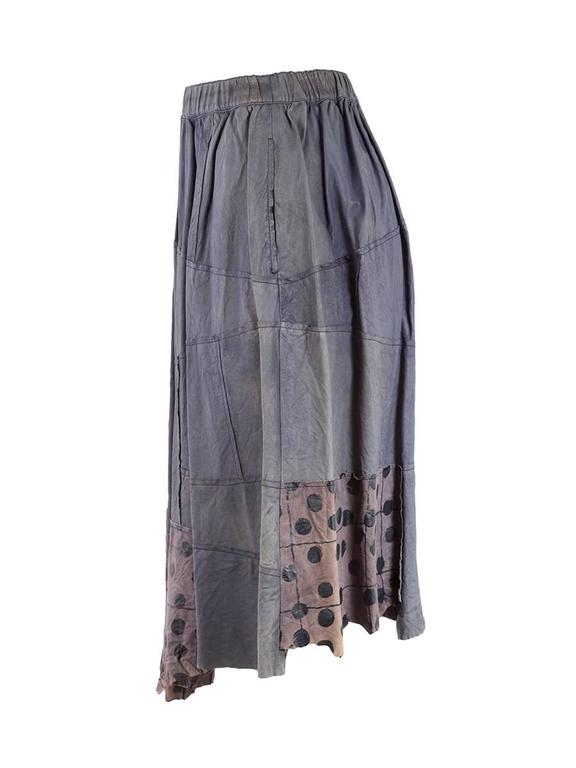 Comme des Garçons Washed Dusty Blue Leather Patch Skirt at 1stDibs