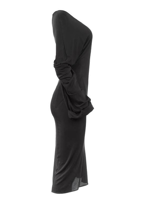 Maison Martin Margiela Black Asymmetric Long Sleeve Dress For Sale at ...